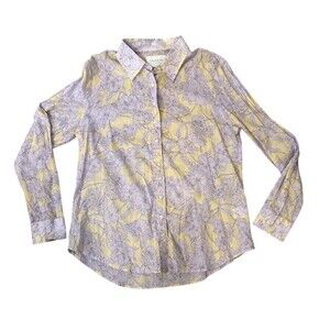 Rochelle Behrens The Boyfriend Shirt Size M Button Front Floral Lightweight